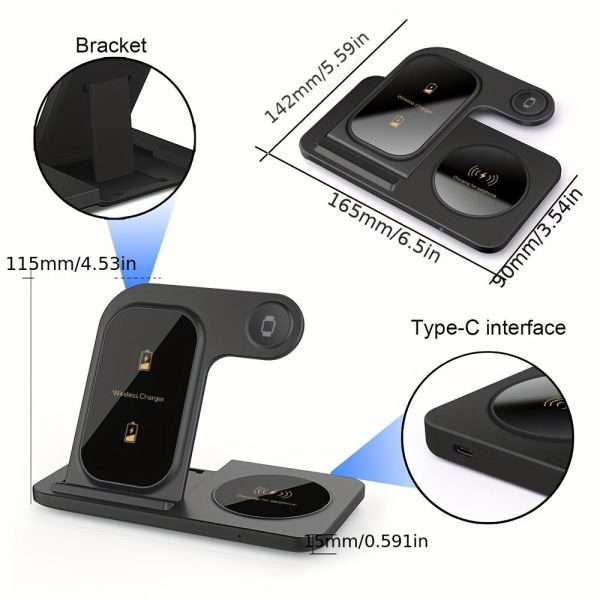 153a620c-5755-11ee-a1ca-0a580a69767f Wireless Charging Station for Multiple Devices Foldable 3 in 1 Fast Charger Station Stand Dock for iWatch Series 9 8 7 6 SE 5 4 3 2 Ultra Airpods Pro 3 2 iPhone 15 14Pro 14 13 Pro Max 13 12 11 Pro X Max XS XR 8