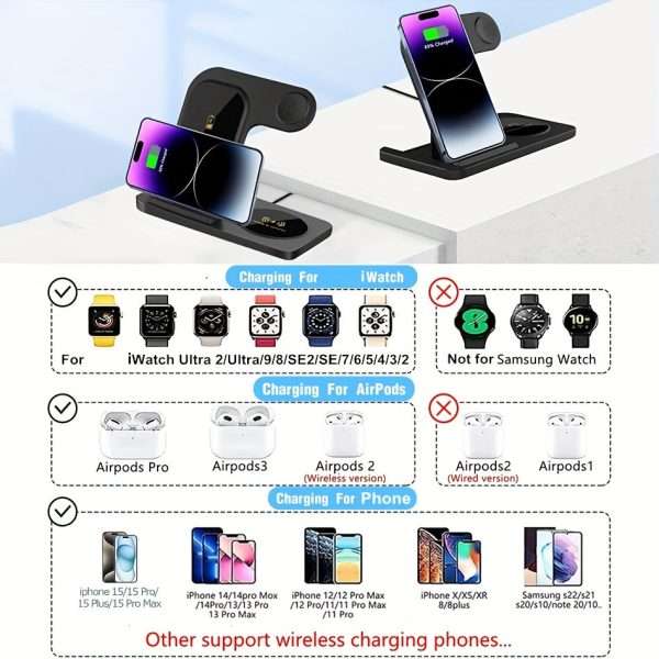 19c629d9e5efbde561893a38bd8232c0 Wireless Charging Station for Multiple Devices Foldable 3 in 1 Fast Charger Station Stand Dock for iWatch Series 9 8 7 6 SE 5 4 3 2 Ultra Airpods Pro 3 2 iPhone 15 14Pro 14 13 Pro Max 13 12 11 Pro X Max XS XR 8