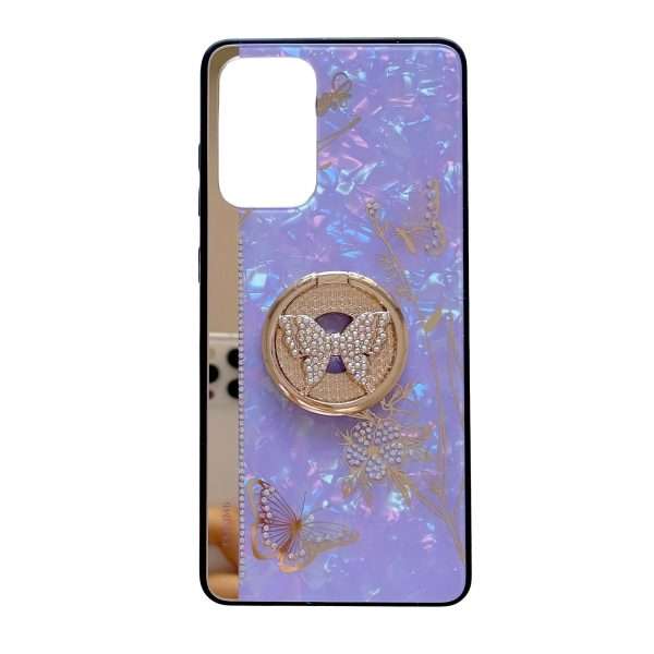 For Samsung Galaxy S23 FE/S23+/S23/S22+/S22/S21 Ultra/S21+/S21/A52 Phone Case Ladies Girl, Luxury Cute Sparkling Rhinestone Butterfly Flower Design With Ring Stand, Electroplated Glitter Girl Hard Case