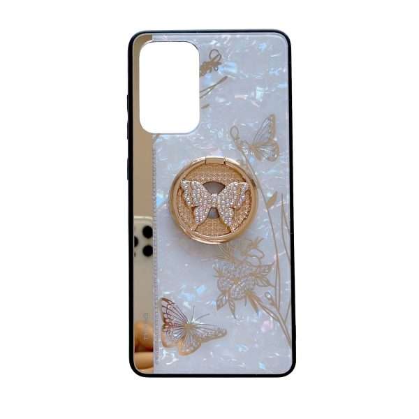For Samsung Galaxy S23 FE/S23+/S23/S22+/S22/S21 Ultra/S21+/S21/A52 Phone Case Ladies Girl, Luxury Cute Sparkling Rhinestone Butterfly Flower Design With Ring Stand, Electroplated Glitter Girl Hard Case
